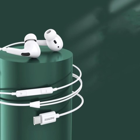 Remax AirPlus Pro przewodowe dokanałowe słuchawki USB Typ C biały (RM-533 white)