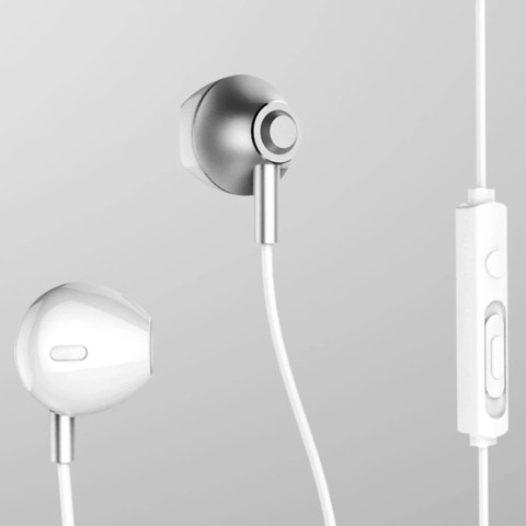 Remax RM-711 douszne słuchawki z pilotem i mikrofonem srebrny