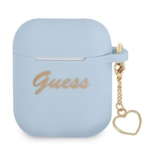 Guess GUA2LSCHSB AirPods 1/2 cover niebieski/blue Silicone Charm Collection
