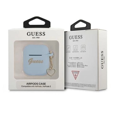 Guess GUA2LSCHSB AirPods 1/2 cover niebieski/blue Silicone Charm Collection