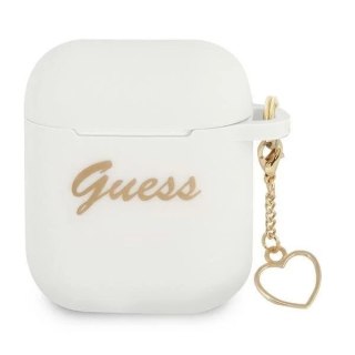 Guess GUA2LSCHSH AirPods 1/2 cover biały/white Silicone Charm Collection