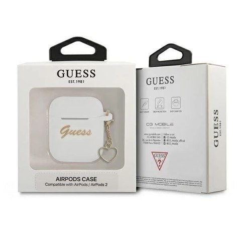 Guess GUA2LSCHSH AirPods 1/2 cover biały/white Silicone Charm Collection