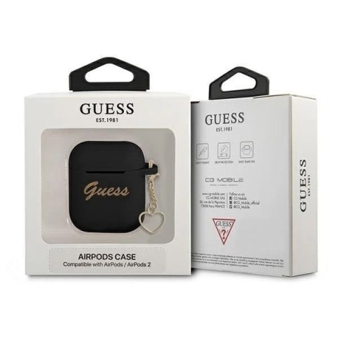 Guess GUA2LSCHSK AirPods 1/2 cover czarny/black Silicone Charm Collection