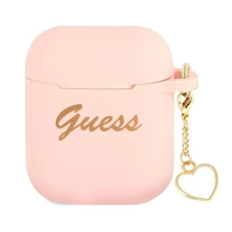 Guess GUA2LSCHSP AirPods 1/2 cover różowy/pink Silicone Charm Collection