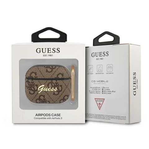 Guess GUA34GSMW AirPods 3 cover brązowy/brown 4G Script Metal Collection