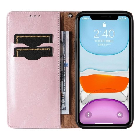 Magnet Strap Case etui do iPhone 12 pokrowiec portfel + mini smycz zawieszka różowy