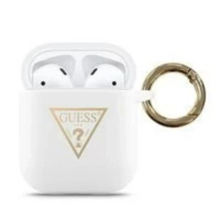 Guess GUACA2LSTLWH AirPods cover biały/white Silicone Triangle Logo
