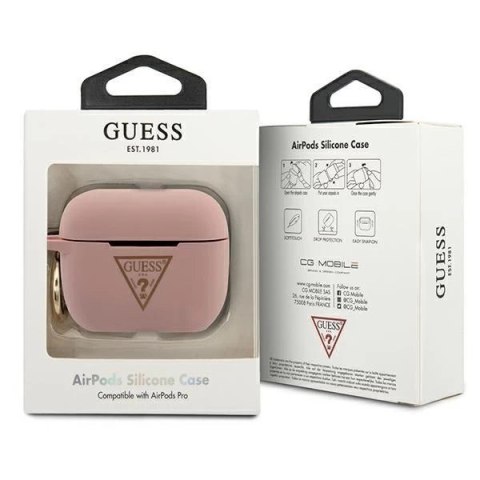 Guess GUACAPLSTLPI AirPods Pro cover rózowy/pink Silicone Triangle Logo