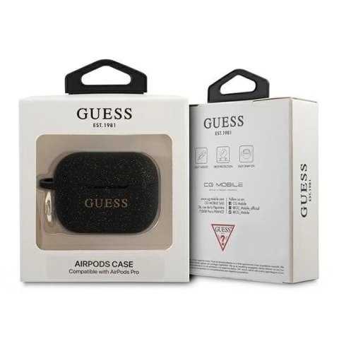 Guess GUAPSGGEK AirPods Pro cover czarny/black Silicone Glitter