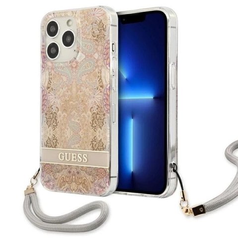 Guess GUHCP13XHFLSD iPhone 13 Pro Max 6,7" złoty/gold hardcase Flower Strap