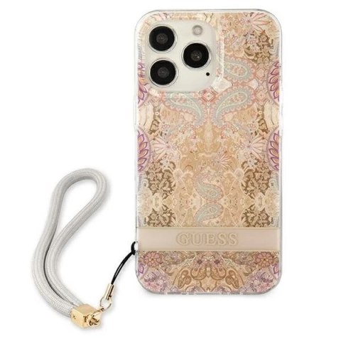 Guess GUHCP13XHFLSD iPhone 13 Pro Max 6,7" złoty/gold hardcase Flower Strap