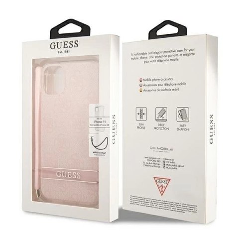 Guess GUOHCN61H4STP iPhone 11 różowy/pink hardcase 4G Print Strap