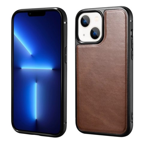 ICarer Leather Oil Wax etui pokryte naturalną skórą do iPhone 13 mini brązowy (ALI1211-BN)