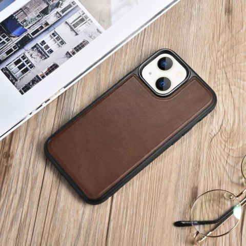 ICarer Leather Oil Wax etui pokryte naturalną skórą do iPhone 13 mini brązowy (ALI1211-BN)