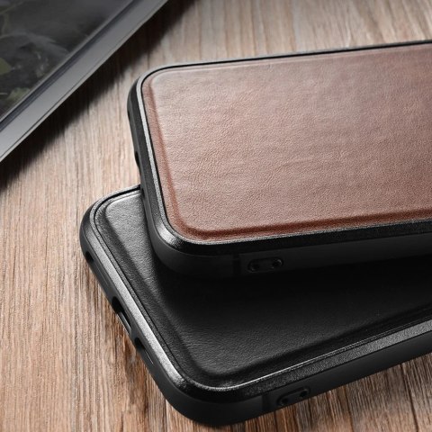 ICarer Leather Oil Wax etui pokryte naturalną skórą do iPhone 13 mini brązowy (ALI1211-BN)