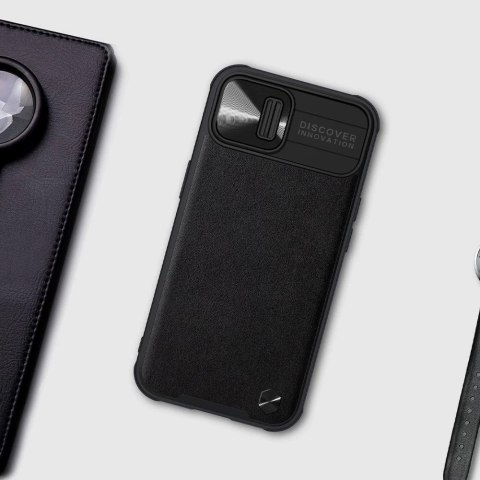 Nillkin CamShield Leather Case etui do iPhone 13 pokrowiec z osłoną na aparat fioletowy