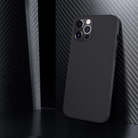 Nillkin Synthetic Fiber Case pancerne etui pokrowiec do iPhone 12 Pro czarny