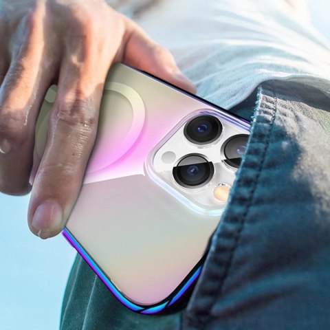 Kingxbar PQY Nebula Series magnetyczne etui do iPhone 13 Pro obudowa pokrowiec fioletowy (kompatybilne z MagSafe)