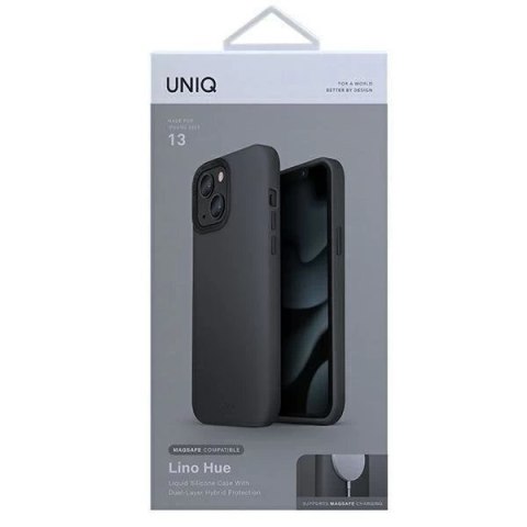 UNIQ etui Lino Hue iPhone 13 6,1" szary/charcoal grey MagSafe