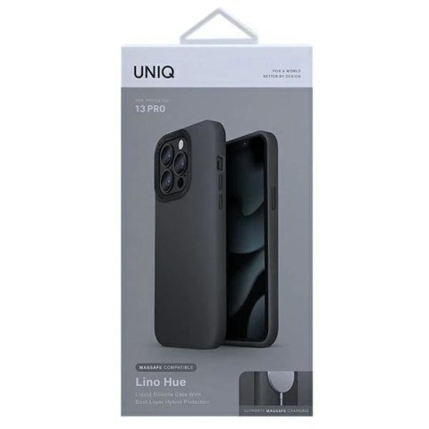 UNIQ etui Lino Hue iPhone 13 Pro / 13 6,1" szary/charcoal grey MagSafe