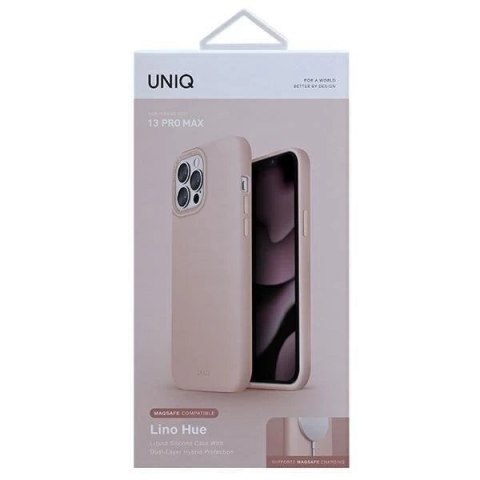 UNIQ etui Lino Hue iPhone 13 Pro Max 6,7" różowy/blush pink MagSafe