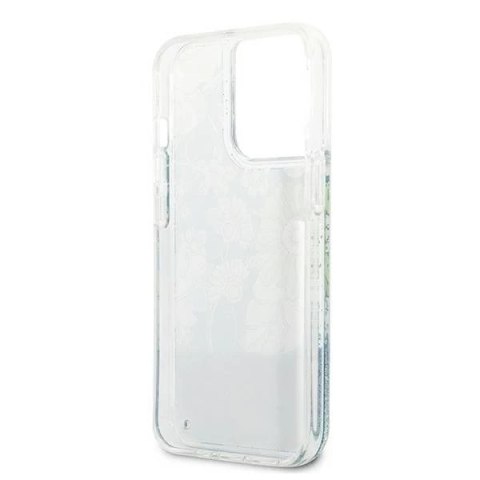Guess GUHCP13XLFLSN iPhone 13 Pro Max 6,7" zielony/green hardcase Flower Liquid Glitter
