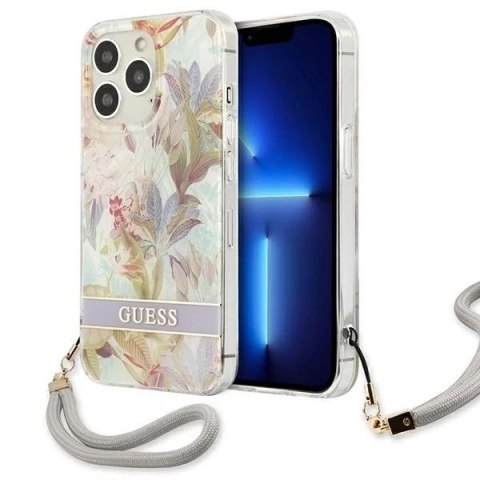 Guess GUHCP13LHFLSU iPhone 13 Pro / 13 6,1" fioletowy/purple hardcase Flower Strap