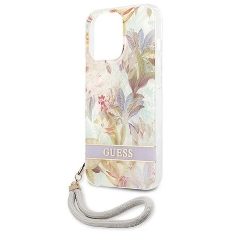 Guess GUHCP13LHFLSU iPhone 13 Pro / 13 6,1" fioletowy/purple hardcase Flower Strap