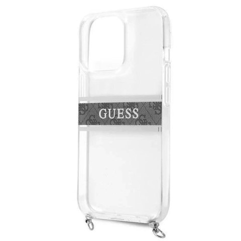 Guess GUHCP13LKC4GBSI iPhone 13 Pro / 13 6,1" Transparent hardcase 4G Grey Strap Silver Chain
