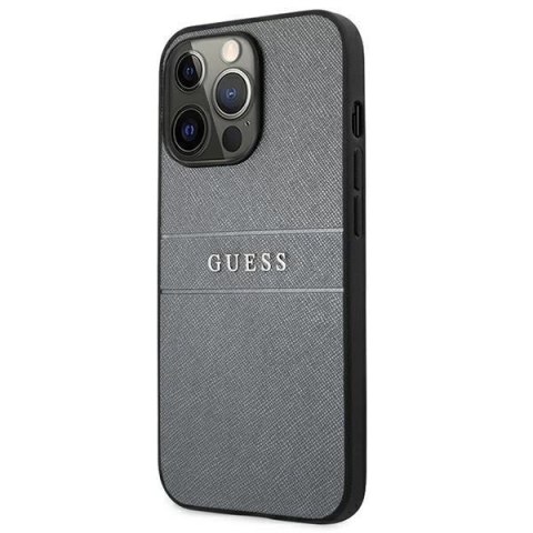 Guess GUHCP13LPSASBGR iPhone 13 Pro / 13 6,1" szary/grey Saffiano Strap