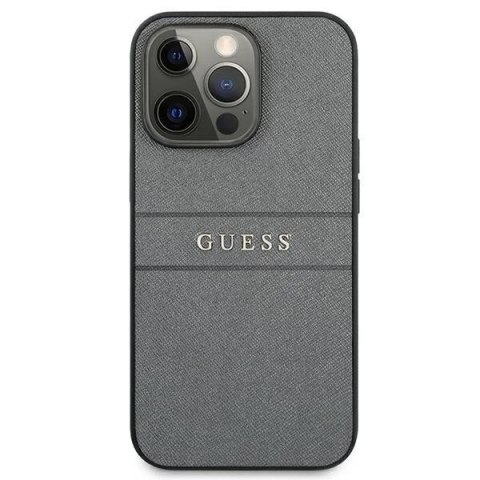 Guess GUHCP13LPSASBGR iPhone 13 Pro / 13 6,1" szary/grey Saffiano Strap