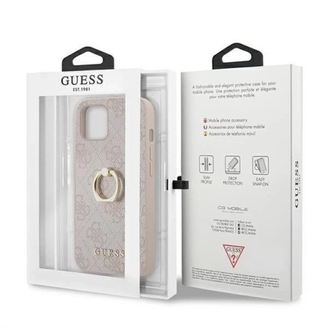 Guess GUHCP13S4GMRPI iPhone 13 mini 5,4" różowy/pink hardcase 4G with ring stand