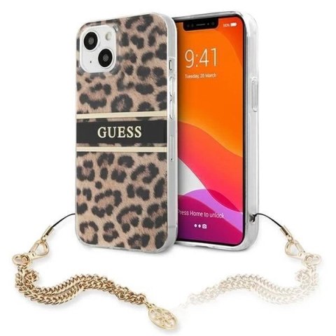 Guess GUHCP13SKBSLEO iPhone 13 mini 5,4" Leopard hardcase Gold Chain