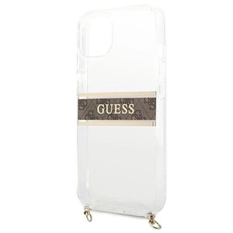 Guess GUHCP13SKC4GBGO iPhone 13 mini 5,4" Transparent hardcase 4G Brown Strap Gold Chain
