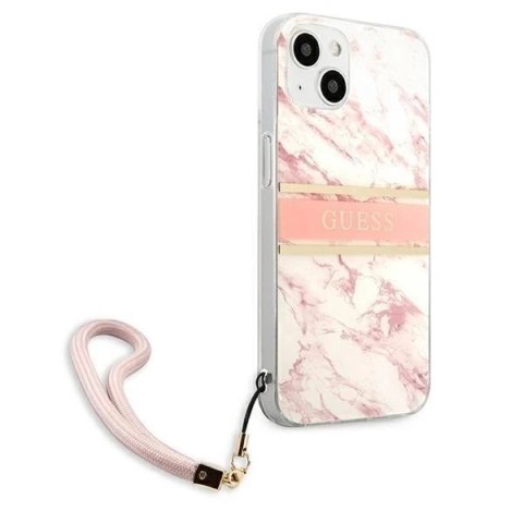 Guess GUHCP13SKMABPI iPhone 13 mini 5,4" różowy/pink hardcase Marble Strap Collection