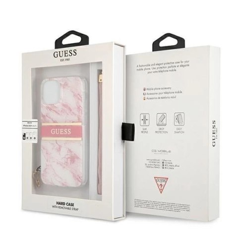 Guess GUHCP13SKMABPI iPhone 13 mini 5,4" różowy/pink hardcase Marble Strap Collection