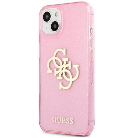 Guess GUHCP13SPCUGL4GPI iPhone 13 mini 5,4" różowy/pink hard case Glitter 4G Big Logo