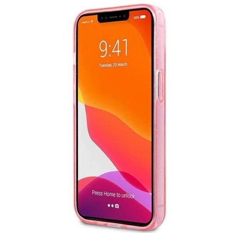 Guess GUHCP13SPCUGL4GPI iPhone 13 mini 5,4" różowy/pink hard case Glitter 4G Big Logo