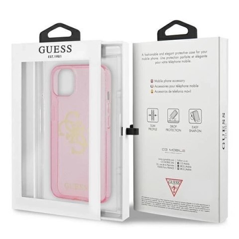Guess GUHCP13SPCUGL4GPI iPhone 13 mini 5,4" różowy/pink hard case Glitter 4G Big Logo