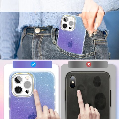 Kingxbar Ombre Series kolorowe brokatowe etui do iPhone 13 Pro niebieskofioletowy