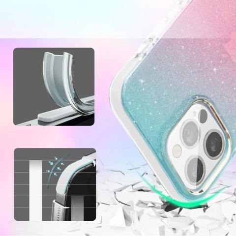 Kingxbar Ombre Series kolorowe brokatowe etui do iPhone 13 Pro niebieskofioletowy