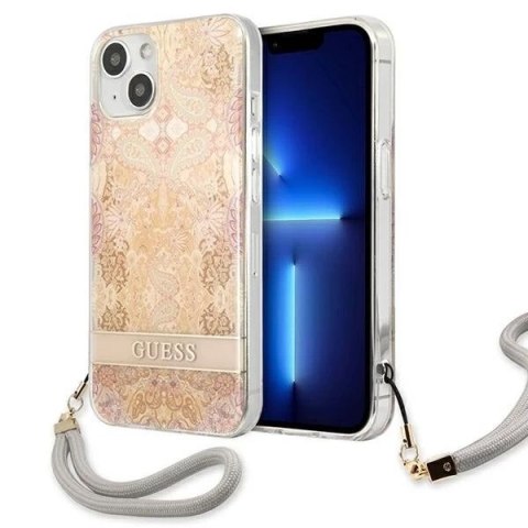 Guess GUHCP13MHFLSD iPhone 13 6,1" złoty/gold hardcase Flower Strap