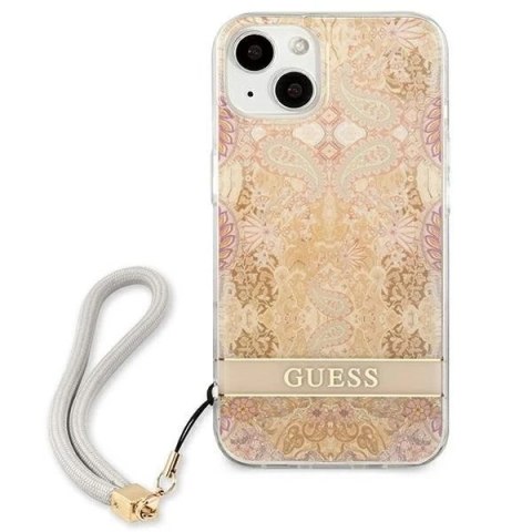Guess GUHCP13MHFLSD iPhone 13 6,1" złoty/gold hardcase Flower Strap