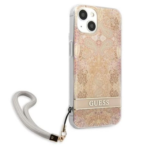 Guess GUHCP13MHFLSD iPhone 13 6,1" złoty/gold hardcase Flower Strap