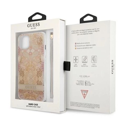 Guess GUHCP13MHFLSD iPhone 13 6,1" złoty/gold hardcase Flower Strap
