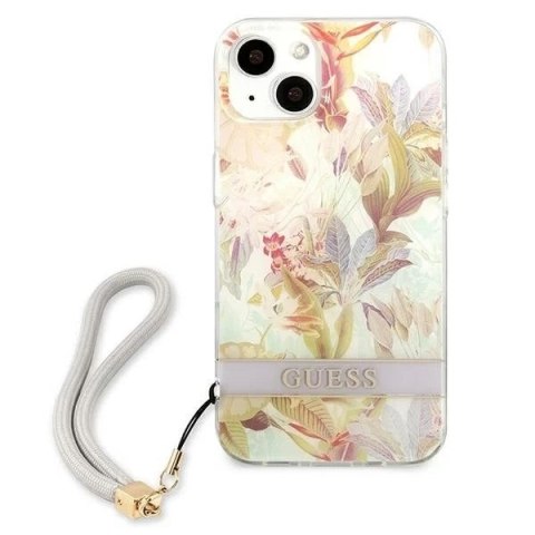 Guess GUHCP13MHFLSU iPhone 13 6,1" fioletowy/purple hardcase Flower Strap