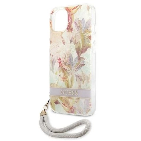 Guess GUHCP13MHFLSU iPhone 13 6,1" fioletowy/purple hardcase Flower Strap