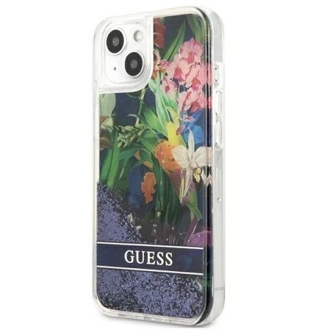 Guess GUHCP13MLFLSB iPhone 13 6,1" niebieski/blue hardcase Flower Liquid Glitter