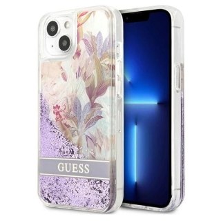Guess GUHCP13MLFLSU iPhone 13 6,1" fioletowy/purple hardcase Flower Liquid Glitter