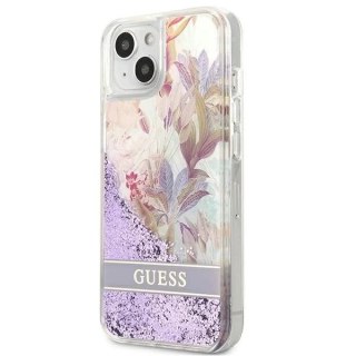 Guess GUHCP13MLFLSU iPhone 13 6,1" fioletowy/purple hardcase Flower Liquid Glitter